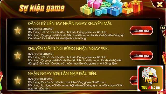 Các chương trình khuyến mãi You88 cực hot